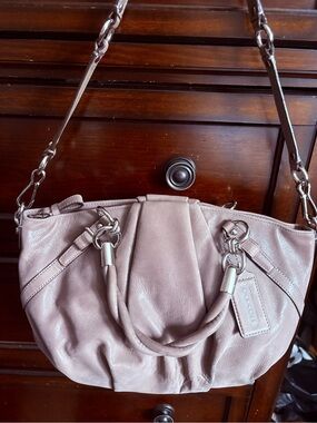 Coach Taupe Pleated Leather Sophia Satchel